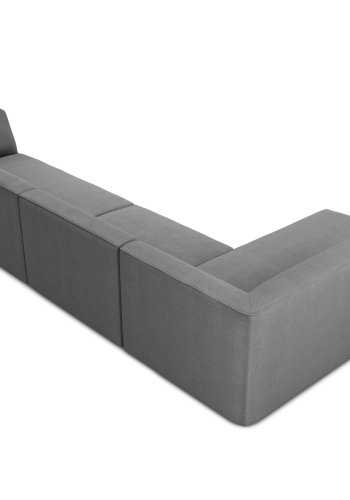 MICADONI Ruby Modul hjrnesofa, venstre, 5 seter - grtt stoff og sort plast