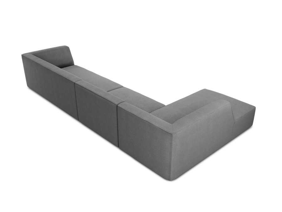 MICADONI Ruby Modul hjrnesofa, venstre, 5 seter - grtt stoff og sort plast