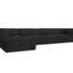 MICADONI Ruby Modulares Ecksofa, links, 5 Sitze - schwarzer Stoff und schwarzer Kunststoff
