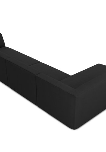 MICADONI Ruby Modulares Ecksofa, links, 5 Sitze - schwarzer Stoff und schwarzer Kunststoff