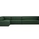 MICADONI Ruby Modul hjrnesofa, venstre, 5 seter - grnt stoff og sort plast