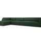 MICADONI Ruby Modul hjrnesofa, venstre, 5 seter - grnt stoff og sort plast