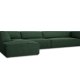 MICADONI Ruby Modul hjrnesofa, venstre, 5 seter - grnt stoff og sort plast