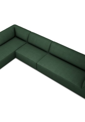 MICADONI Ruby Modul hjrnesofa, venstre, 5 seter - grnt stoff og sort plast
