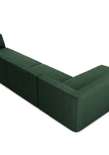 MICADONI Ruby Modul hjrnesofa, venstre, 5 seter - grnt stoff og sort plast