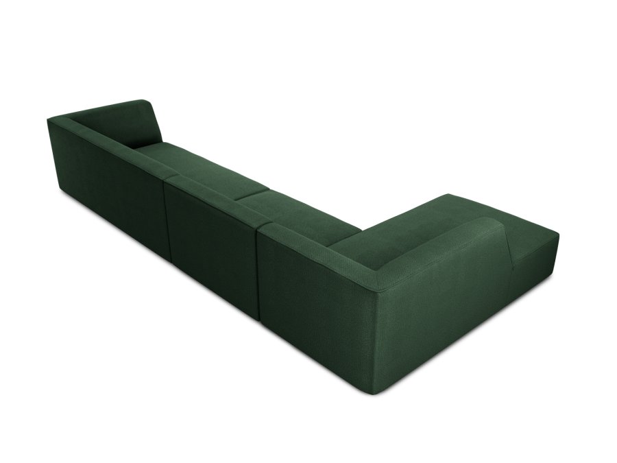 MICADONI Ruby Modul hjrnesofa, venstre, 5 seter - grnt stoff og sort plast