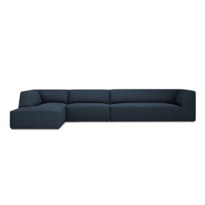 MICADONI Ruby Modul hjrnesofa, venstre, 5 sder - bl stof og sort plast