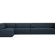 MICADONI Ruby Modul hjrnesofa, venstre, 5 seter - bltt stoff og sort plast