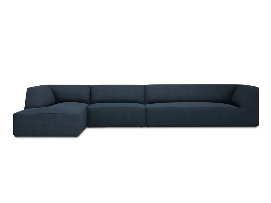 MICADONI Ruby Modul hjrnesofa, venstre, 5 seter - bltt stoff og sort plast