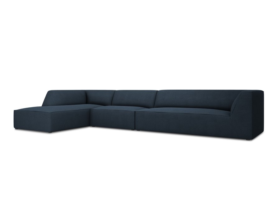 MICADONI Ruby Modul hjrnesofa, venstre, 5 seter - bltt stoff og sort plast