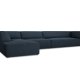 MICADONI Ruby Modul hjrnesofa, venstre, 5 seter - bltt stoff og sort plast