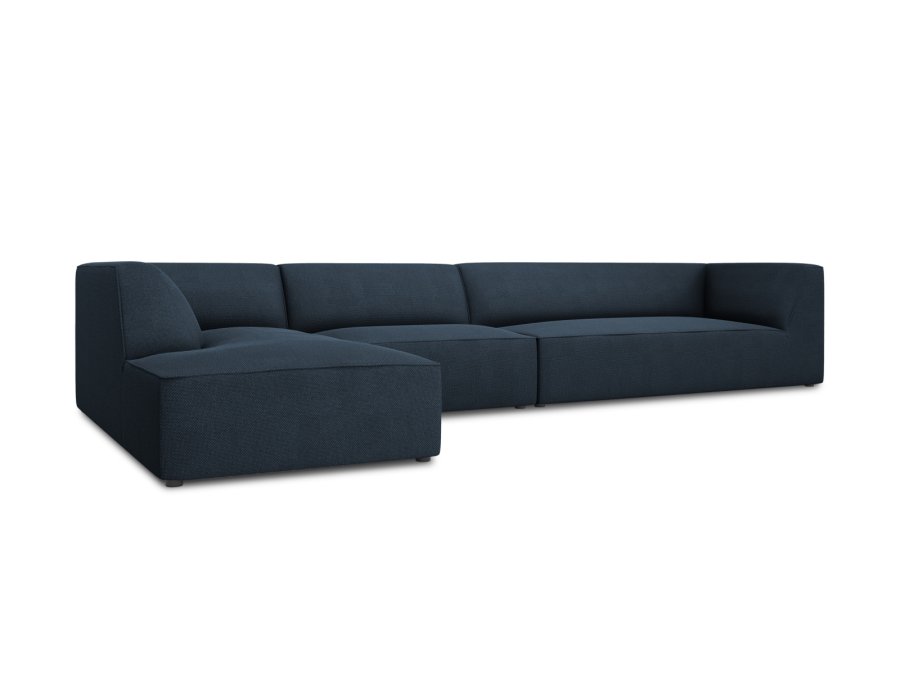MICADONI Ruby Modul hjrnesofa, venstre, 5 seter - bltt stoff og sort plast
