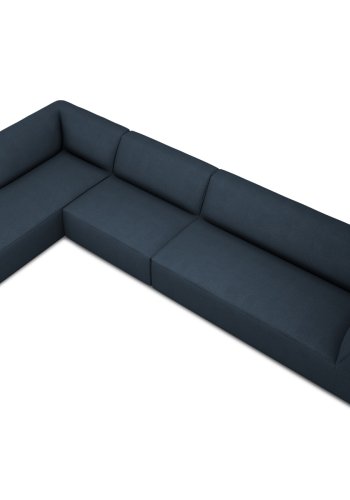 MICADONI Ruby Modul hjrnesofa, venstre, 5 seter - bltt stoff og sort plast