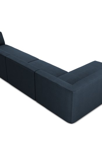 MICADONI Ruby Modul hjrnesofa, venstre, 5 seter - bltt stoff og sort plast