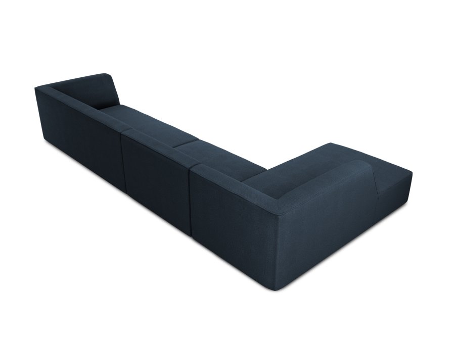 MICADONI Ruby Modul hjrnesofa, venstre, 5 seter - bltt stoff og sort plast