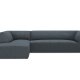 MICADONI Ruby Modul Ecksofa, links, 4 Sitze – blauer Cordsamt und schwarzer Kunststoff