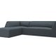 MICADONI Ruby Modul Ecksofa, links, 4 Sitze – blauer Cordsamt und schwarzer Kunststoff