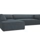 MICADONI Ruby Modul Ecksofa, links, 4 Sitze – blauer Cordsamt und schwarzer Kunststoff