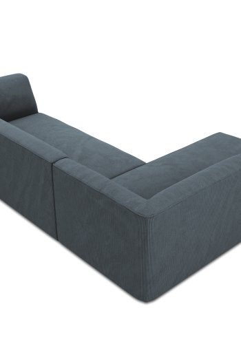MICADONI Ruby Modul Ecksofa, links, 4 Sitze – blauer Cordsamt und schwarzer Kunststoff