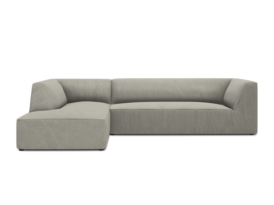 MICADONI Ruby Modul hjrnesofa, venstre, 4 seter - gr cordflyel og svart plast