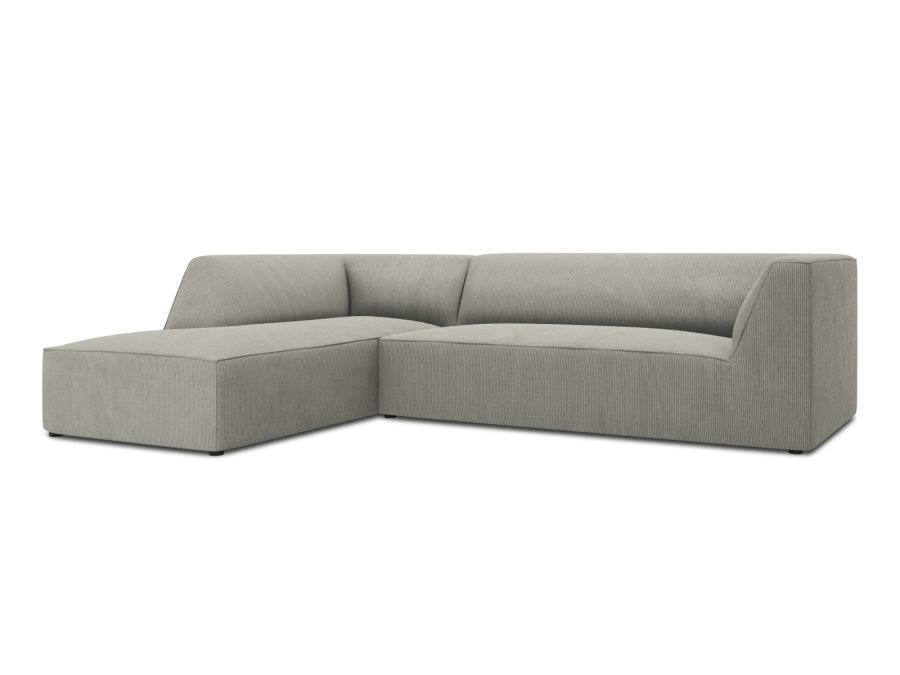 MICADONI Ruby Modul hjrnesofa, venstre, 4 seter - gr cordflyel og svart plast