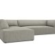 MICADONI Ruby Modul hjrnesofa, venstre, 4 seter - gr cordflyel og svart plast
