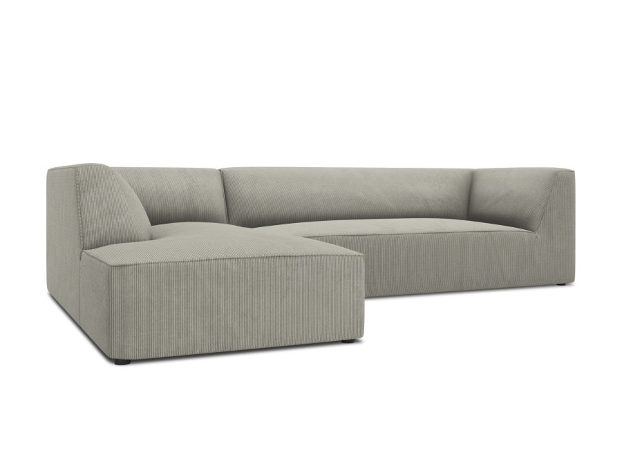 MICADONI Ruby Modul hjrnesofa, venstre, 4 seter - gr cordflyel og svart plast