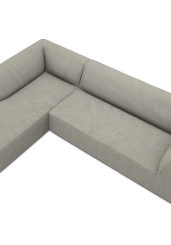 MICADONI Ruby Modul hjrnesofa, venstre, 4 seter - gr cordflyel og svart plast
