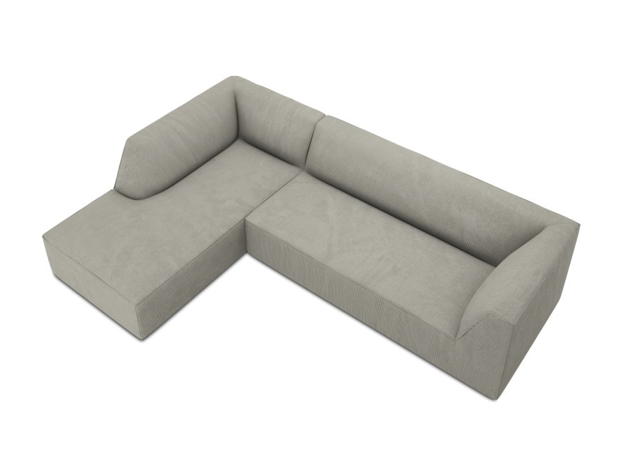 MICADONI Ruby Modul hjrnesofa, venstre, 4 seter - gr cordflyel og svart plast
