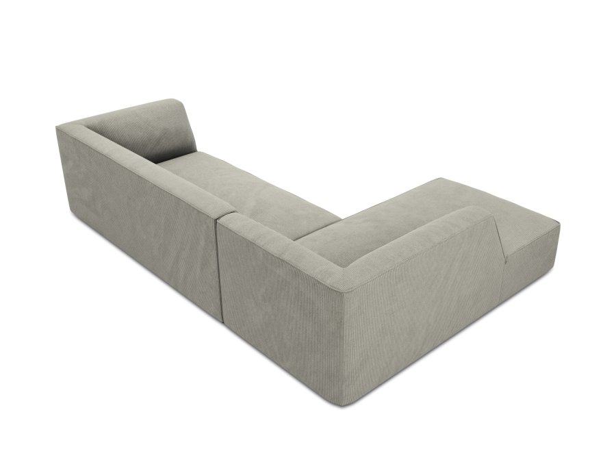 MICADONI Ruby Modul hjrnesofa, venstre, 4 seter - gr cordflyel og svart plast