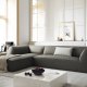 MICADONI Ruby Modul hjrnesofa, venstre, 4 seter - gr cordflyel og svart plast