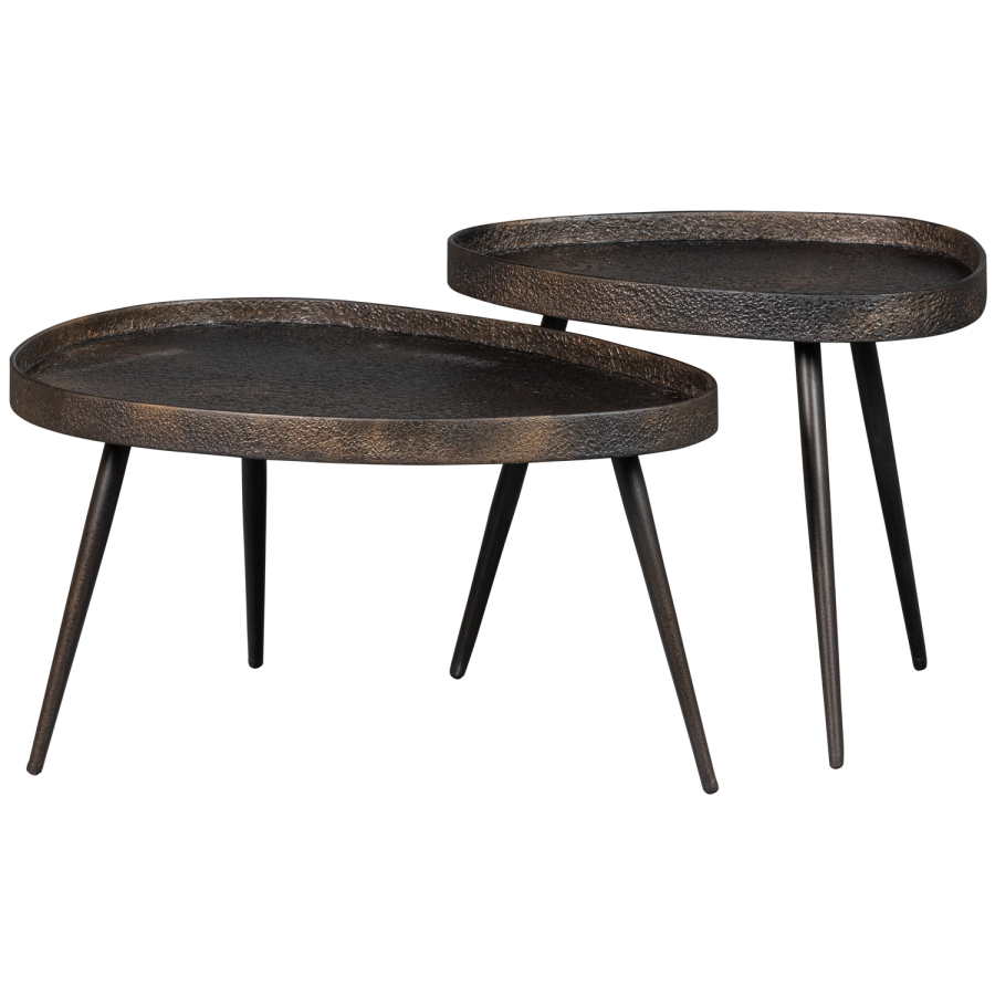 TRÄSET MED 2 - RA SIDOBORD I ANTIK BRONS