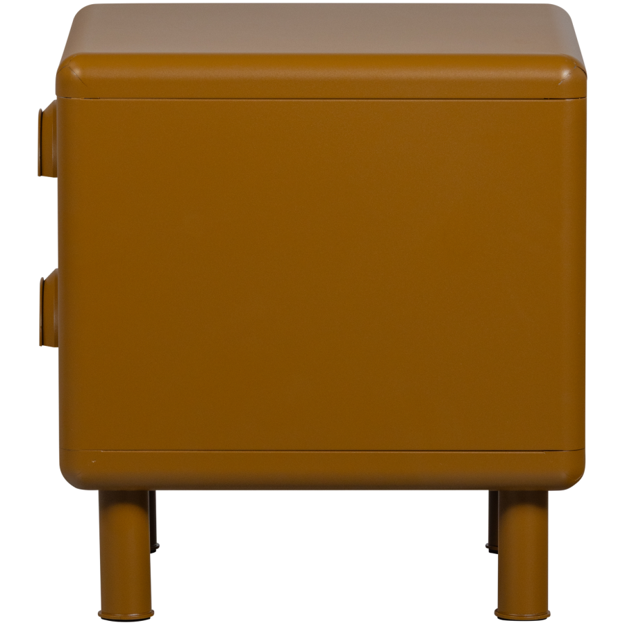 WOOOD Rune natbord, m. 2 skuffer - honninggul metal (42x42)