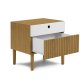 MICADONI Noa nattbord, m. 2 skuffer - hvit/naturlig tre og naturlig eik (45x37x51)