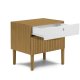 MICADONI Noa nattbord, m. 2 skuffer - hvit/naturlig tre og naturlig eik (45x37x51)