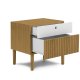 MICADONI Noa nattbord, m. 2 skuffer - hvit/naturlig tre og naturlig eik (45x37x51)