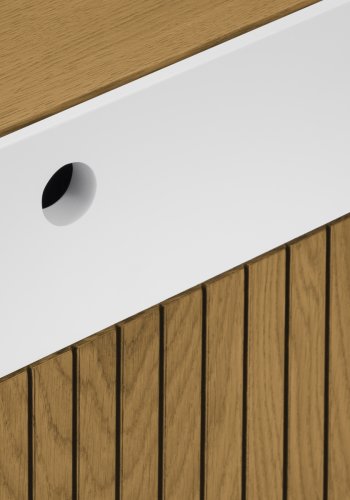 MICADONI Noa nattbord, m. 2 skuffer - hvit/naturlig tre og naturlig eik (45x37x51)