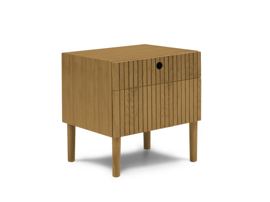 MICADONI Noa nattbord, m. 2 skuffer - naturlig tre og naturlig eik (45x37x51)