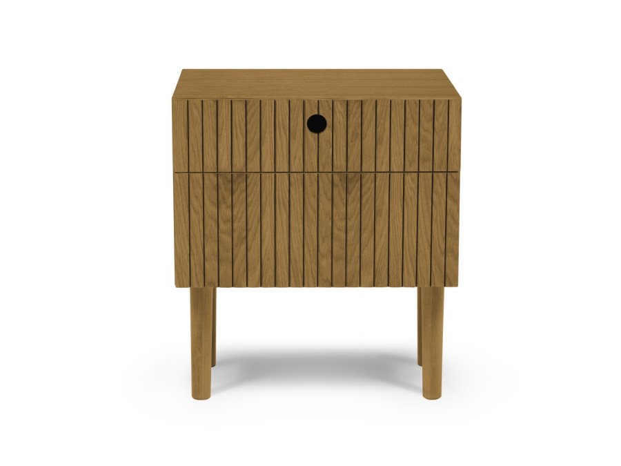 MICADONI Noa nattbord, m. 2 skuffer - naturlig tre og naturlig eik (45x37x51)