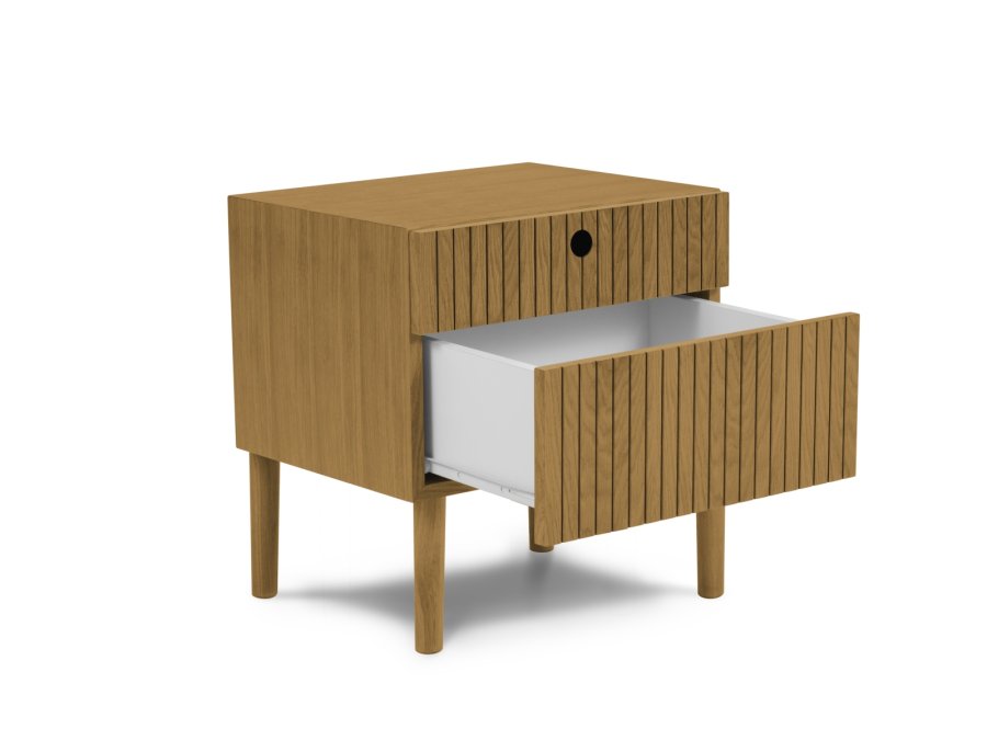 MICADONI Noa nattbord, m. 2 skuffer - naturlig tre og naturlig eik (45x37x51)