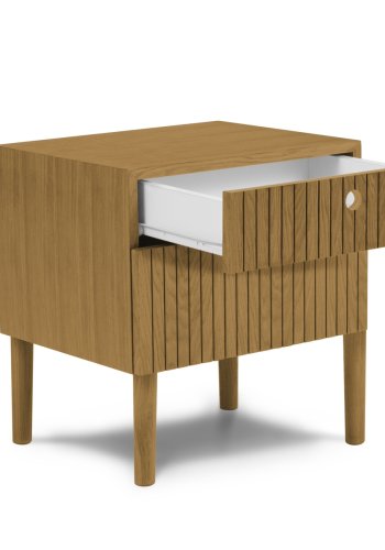 MICADONI Noa nattbord, m. 2 skuffer - naturlig tre og naturlig eik (45x37x51)