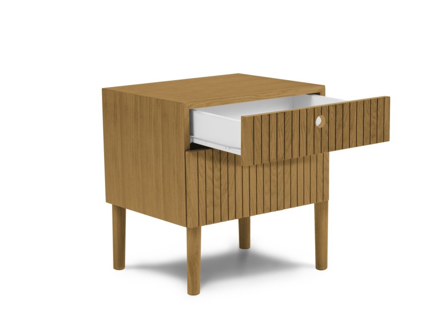 MICADONI Noa nattbord, m. 2 skuffer - naturlig tre og naturlig eik (45x37x51)