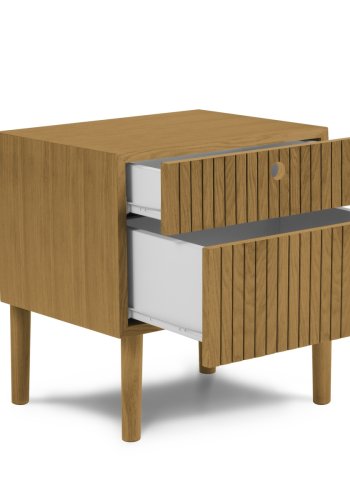 MICADONI Noa nattbord, m. 2 skuffer - naturlig tre og naturlig eik (45x37x51)