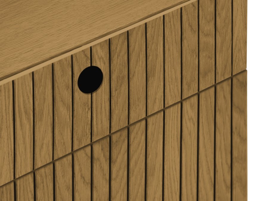 MICADONI Noa nattbord, m. 2 skuffer - naturlig tre og naturlig eik (45x37x51)