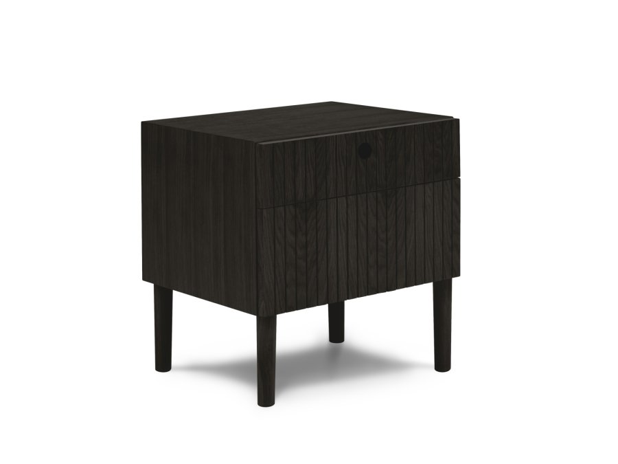MICADONI Noa nattbord, m. 2 skuffer - svart tre og svart eik (45x37x51)