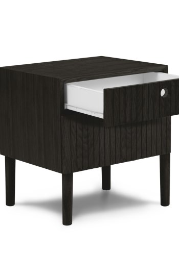 MICADONI Noa nattbord, m. 2 skuffer - svart tre og svart eik (45x37x51)