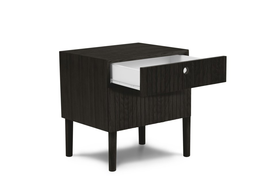 MICADONI Noa nattbord, m. 2 skuffer - svart tre og svart eik (45x37x51)