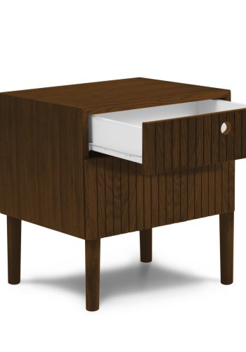 MICADONI Noa nattbord, m. 2 skuffer - brunt tre og brun eik (45x37x51)