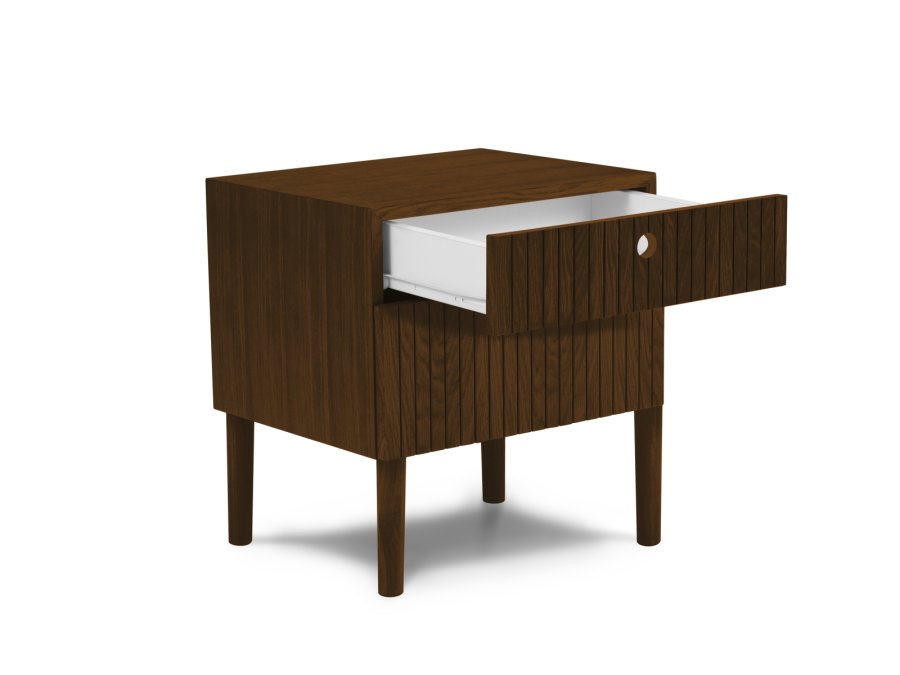 MICADONI Noa nattbord, m. 2 skuffer - brunt tre og brun eik (45x37x51)