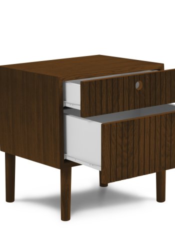 MICADONI Noa nattbord, m. 2 skuffer - brunt tre og brun eik (45x37x51)